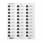Modern Paard Zwart en Wit Equestrian Etiket (Full Sheet)