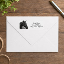 Modern Paard Zwart en Wit Equestrian