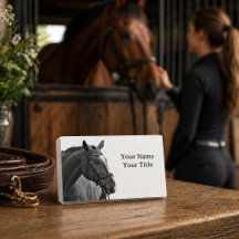 Modern Paard Zwart en Wit Equestrian