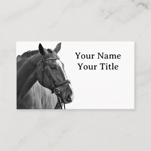 Modern Paard Zwart-wit Ruitersport Visitekaartje (Voorkant)