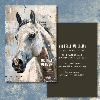 Modern Paardensport – Abstract Grijs Paard Ontwerp Visitekaartje