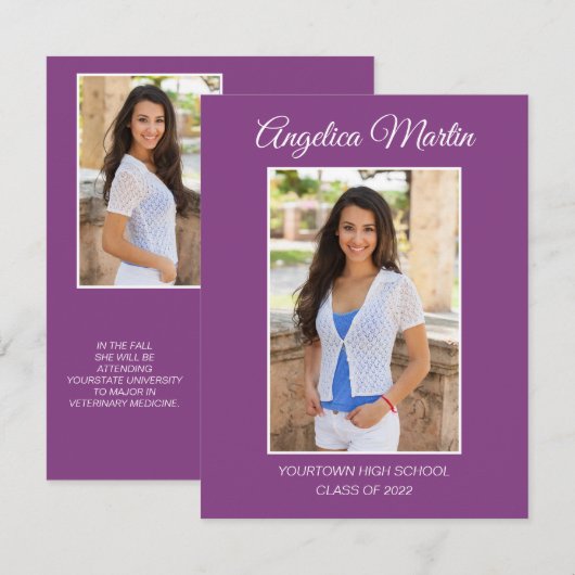 Modern Paars 2 Side Afstuderen 3 Fotoklasse 2022 (Voorkant / Achterkant)