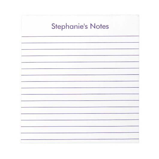 Modern Paars Aangepast Notitieblok (Voorkant)