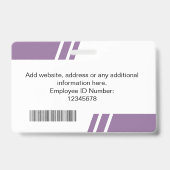 Modern Paars Aangepast Personeels ID-badge Badge (Achterkant)
