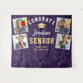 Modern Paars Afstuderen 4 Fotobooth Backdrop Wandkleed (Voorkant (horizontaal))