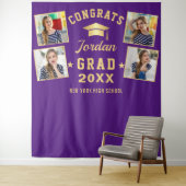 Modern Paars Afstuderen 4 Fotobooth Backdrop Wandkleed (In situ)