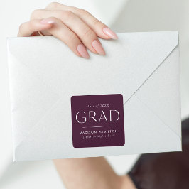 Modern Paars Afstuderen Vierkante Sticker
