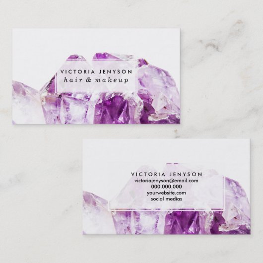 Modern paars agate amethyst stone visitekaartje (Voorkant / Achterkant)