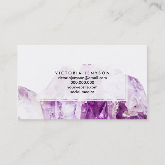 Modern paars agate amethyst stone visitekaartje (Achterkant)