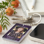 Modern Paars Agate Funeral Photo Memorial Prayer Sleutelhanger (Voorkant Rechts)