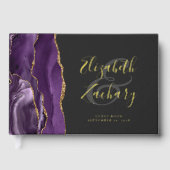 Modern Paars Agate Gold Script Dark Gastenboek (Voorkant)
