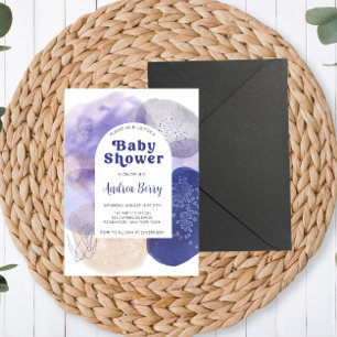 Modern Paars Baby shower Kaart