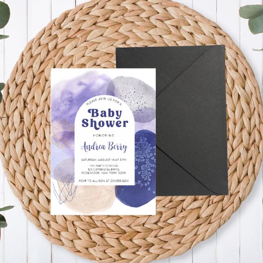 Modern Paars Baby shower Kaart