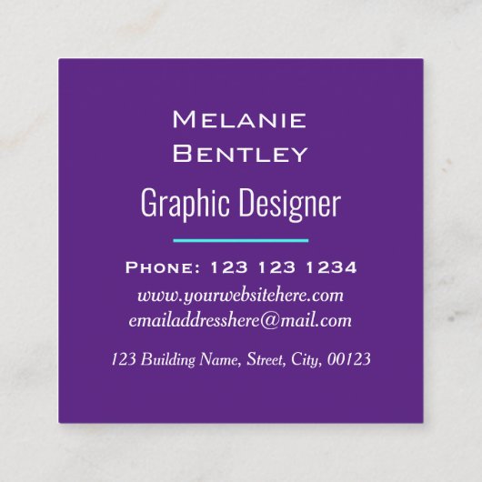 Modern Paars blauw radiëntraster grafisch ontwerp Vierkante Visitekaartje (Achterkant)
