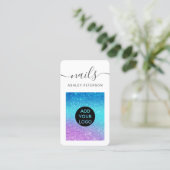 Modern paars blauw spijkernagelschrift visitekaartje (Staand voorkant)