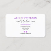 Modern paars blauw spijkernagelschrift visitekaartje (Achterkant)