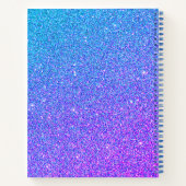 Modern Paars Blue Glitter Name Script Sketchbook Notitieboek (Achterkant)