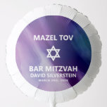 Modern Paars Blue Star Bar Mitzvah Hebrew Ballon<br><div class="desc">Prachtige religieuze Joodse Bar Mitzvah Mazel Tov ballonnen. Modern maar elegant waterverf ontwerp in marineblauw, paarse kleuren. White Star of David in het midden van de moderne scriptletters. "Hij is geroepen tot de Torah als een Bar Mitswa." Prefect voor 13 jarige zoon, jongen. Eenvoudig te bewerken - voeg gewoon uw...</div>