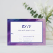 Modern Paars Blue Star Bar Mitzvah Hebrew RSVP Kaartje (Staand voorkant)