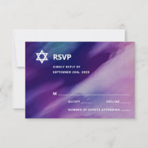 Modern Paars Blue Star Bar Mitzvah Hebrew