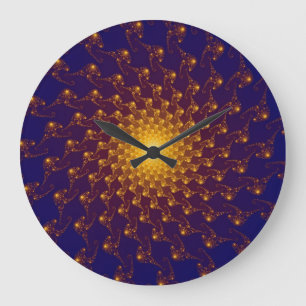 Modern Paars/Blue Sun Fractal Grote Klok