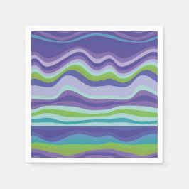 Modern Paars Blue Wavy Pattern Servet