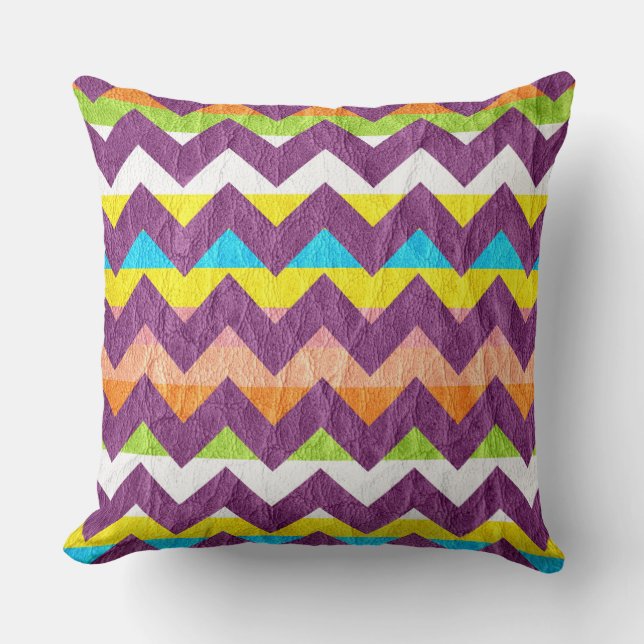 Modern Paars Chevron Leather Kussen (Voorkant)