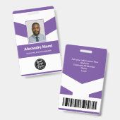 Modern Paars Chevron Professioneel ID-badge Badge (Voor- en achterkant)