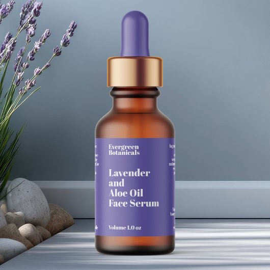 Modern paars cosmeticadoseringsfleslabel etiket
