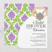 Modern Paars Damask Beauful Bride Vrijgezellenfees Kaart (Voorkant / Achterkant)