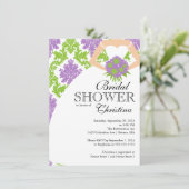 Modern Paars Damask Beauful Bride Vrijgezellenfees Kaart (Staand voorkant)