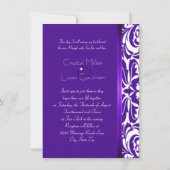 Modern Paars Damask Elegant Wedding Invitation Kaart (Achterkant)