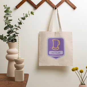 Modern Paars en Geel Kettles Icoon Tote Bag