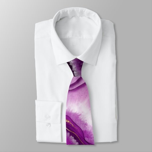 Modern Paars en Gold Agate Mannen Stropdas (Gebonden)