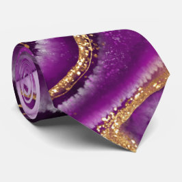 Modern Paars en Gold Agate Mannen Stropdas