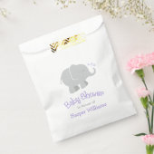 Modern Paars en grijs olifant Baby shower Bedankzakje (Gezegeld)