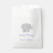 Modern Paars en grijs olifant Baby shower Bedankzakje (Voorkant)