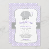Modern Paars en grijs olifant Baby shower Kaart (Voorkant / Achterkant)