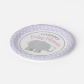 Modern Paars en grijs olifant Baby shower Papieren Bordje (Gekanteld)