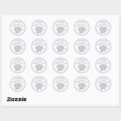 Modern Paars en grijs olifant Baby shower Ronde Sticker (Vel)