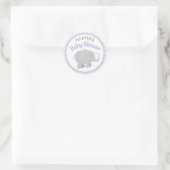 Modern Paars en grijs olifant Baby shower Ronde Sticker (Tas)