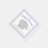 Modern Paars en grijs olifant Baby shower Servet (Hoek)