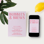 Modern Paars en magenta Bubbles & Brews Verloving Kaart