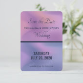 Modern Paars en roze draaiend abstract ontwerp Save The Date (Staand voorkant)