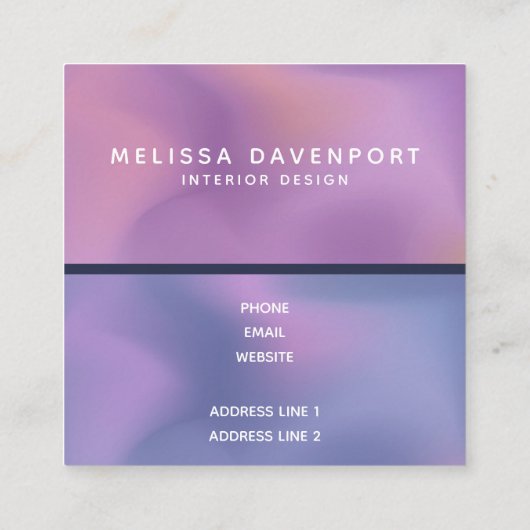 Modern Paars en roze draaiend abstract ontwerp Vierkante Visitekaartje (Achterkant)