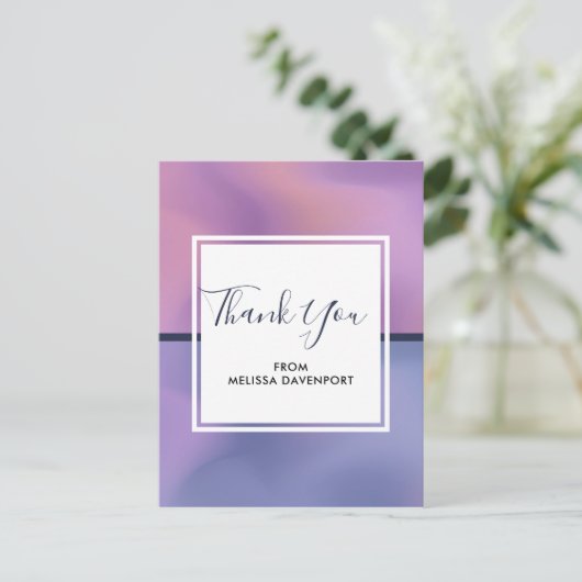 Modern Paars en roze zwenken Abstract Dank je Briefkaart (Staand voorkant)