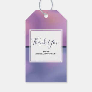 Modern Paars en roze zwenken Abstract Dank je Cadeaulabel