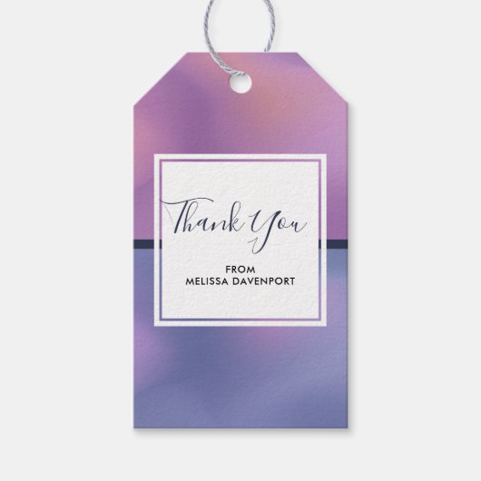 Modern Paars en roze zwenken Abstract Dank je Cadeaulabel (Voorkant)