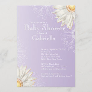 Modern Paars en White Gerbera Daisy Baby shower Kaart