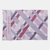 Modern Paars en wit gestreept Theedoek (Horizontaal)